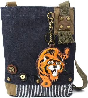 Chala Patch Cross-Body Women Handbag, Blue Denim Canvas Messenger Bag