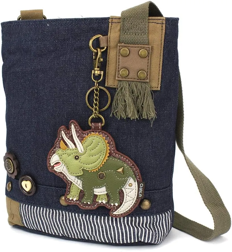 Chala Patch Cross-Body Women Handbag, Blue Denim Canvas Messenger Bag