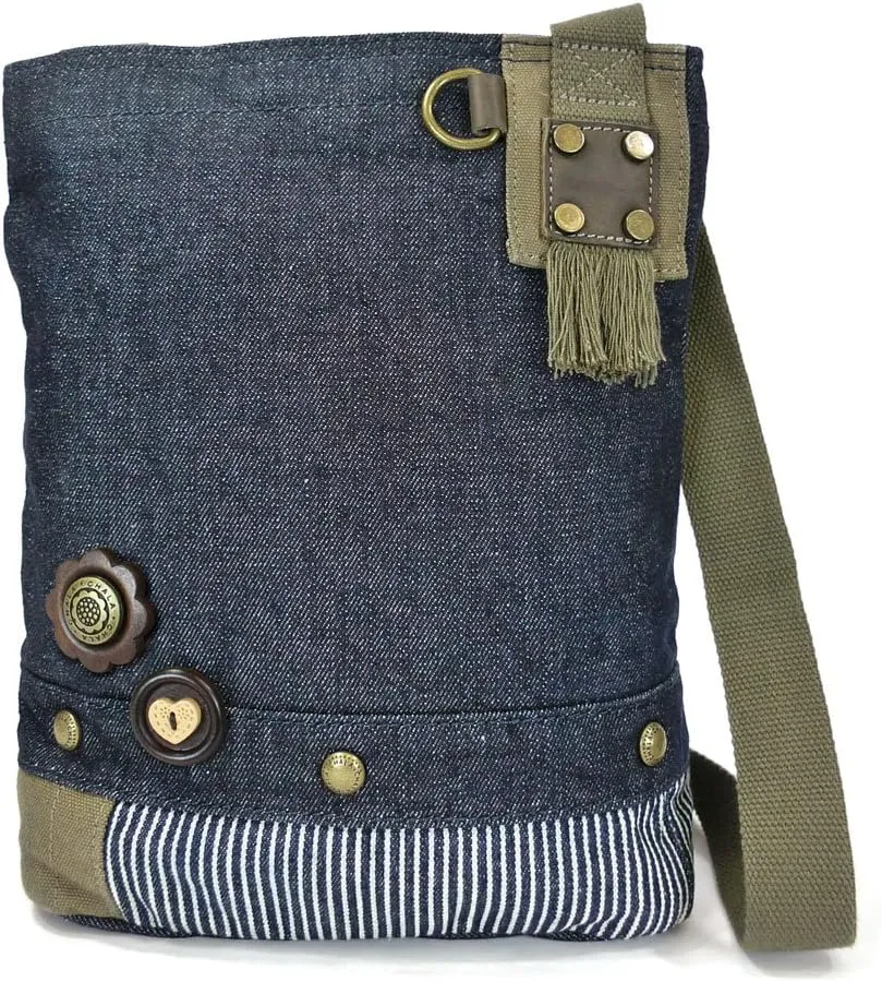 Chala Patch Cross-Body Women Handbag, Blue Denim Canvas Messenger Bag