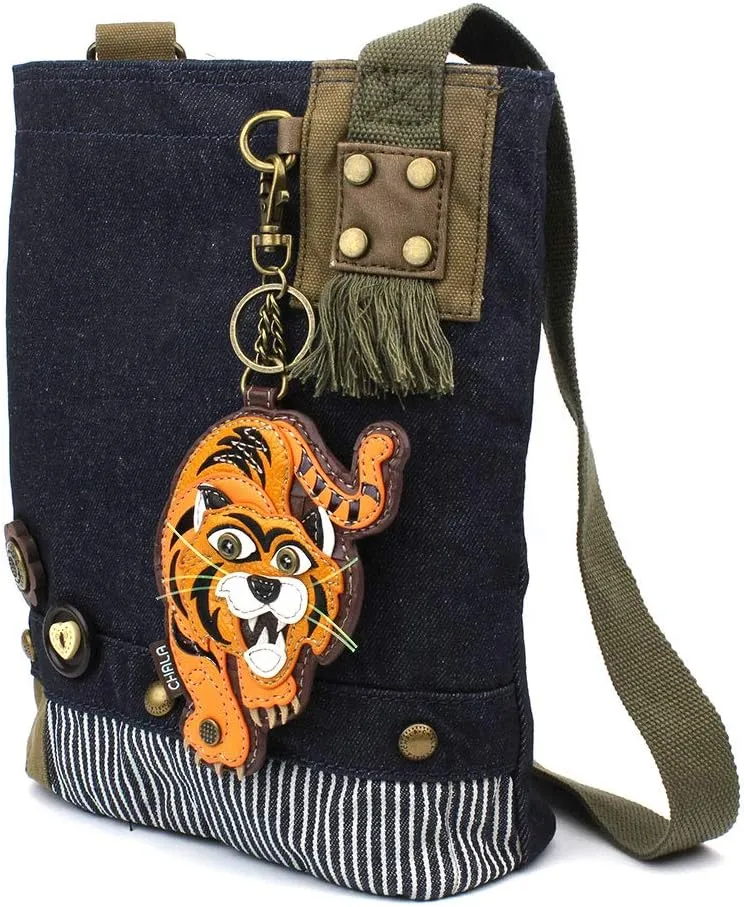 Chala Patch Cross-Body Women Handbag, Blue Denim Canvas Messenger Bag