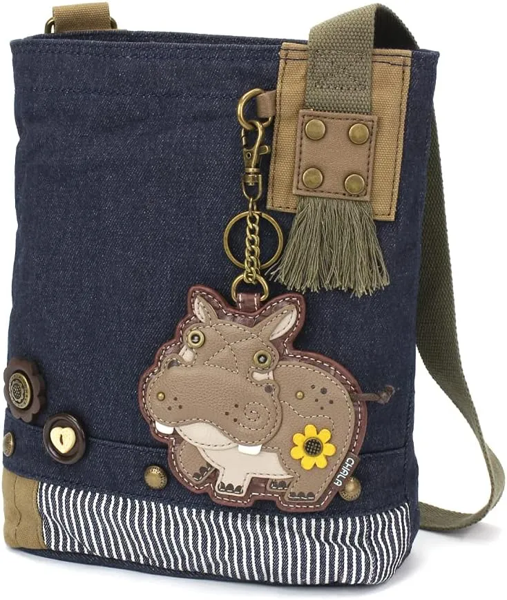 Chala Patch Cross-Body Women Handbag, Blue Denim Canvas Messenger Bag