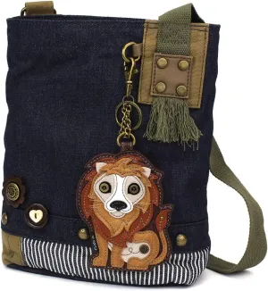 Chala Patch Cross-Body Women Handbag, Blue Denim Canvas Messenger Bag