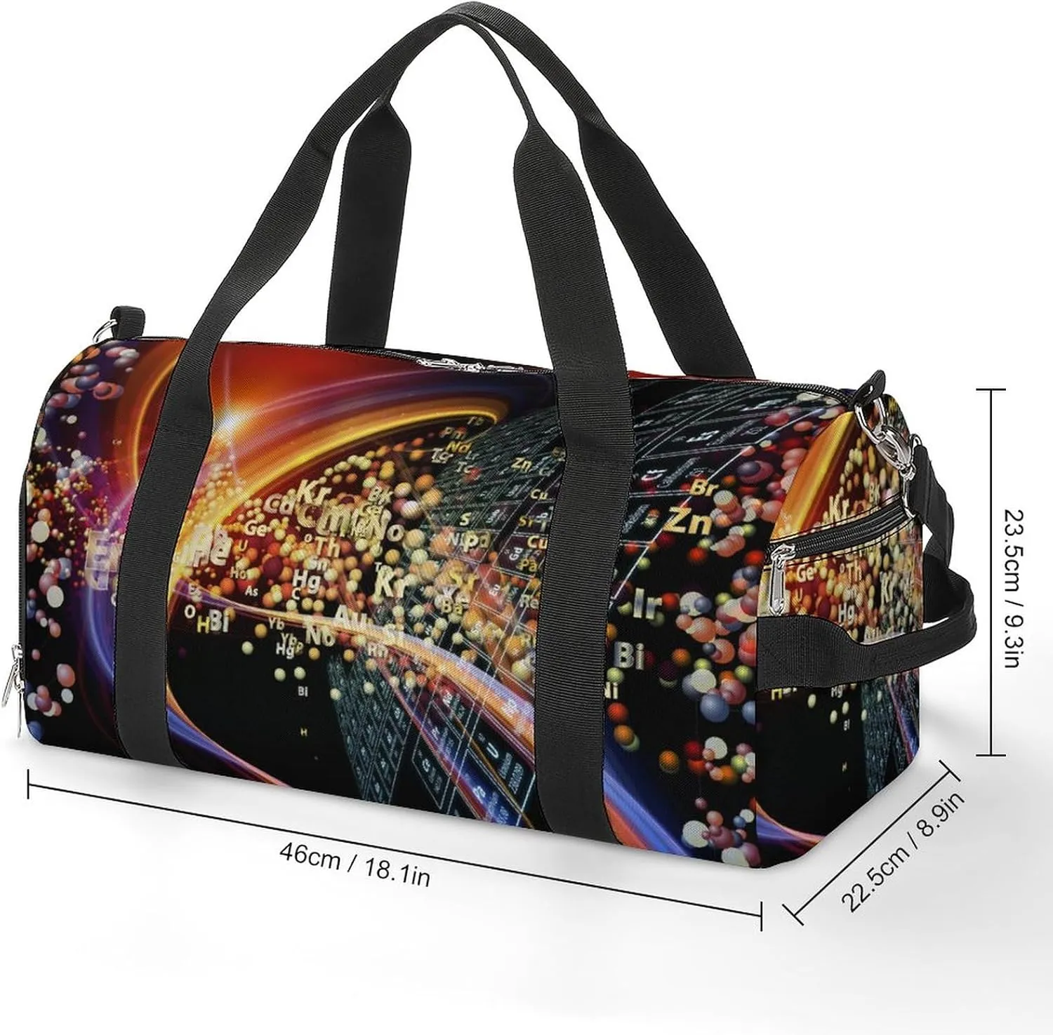 Chemical Icons Sports Tote Gym Bag for Women Men, Overnight Bag with Shoe Compartment Water Resistant