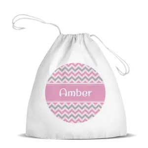 Chevron White Drawstring Bag