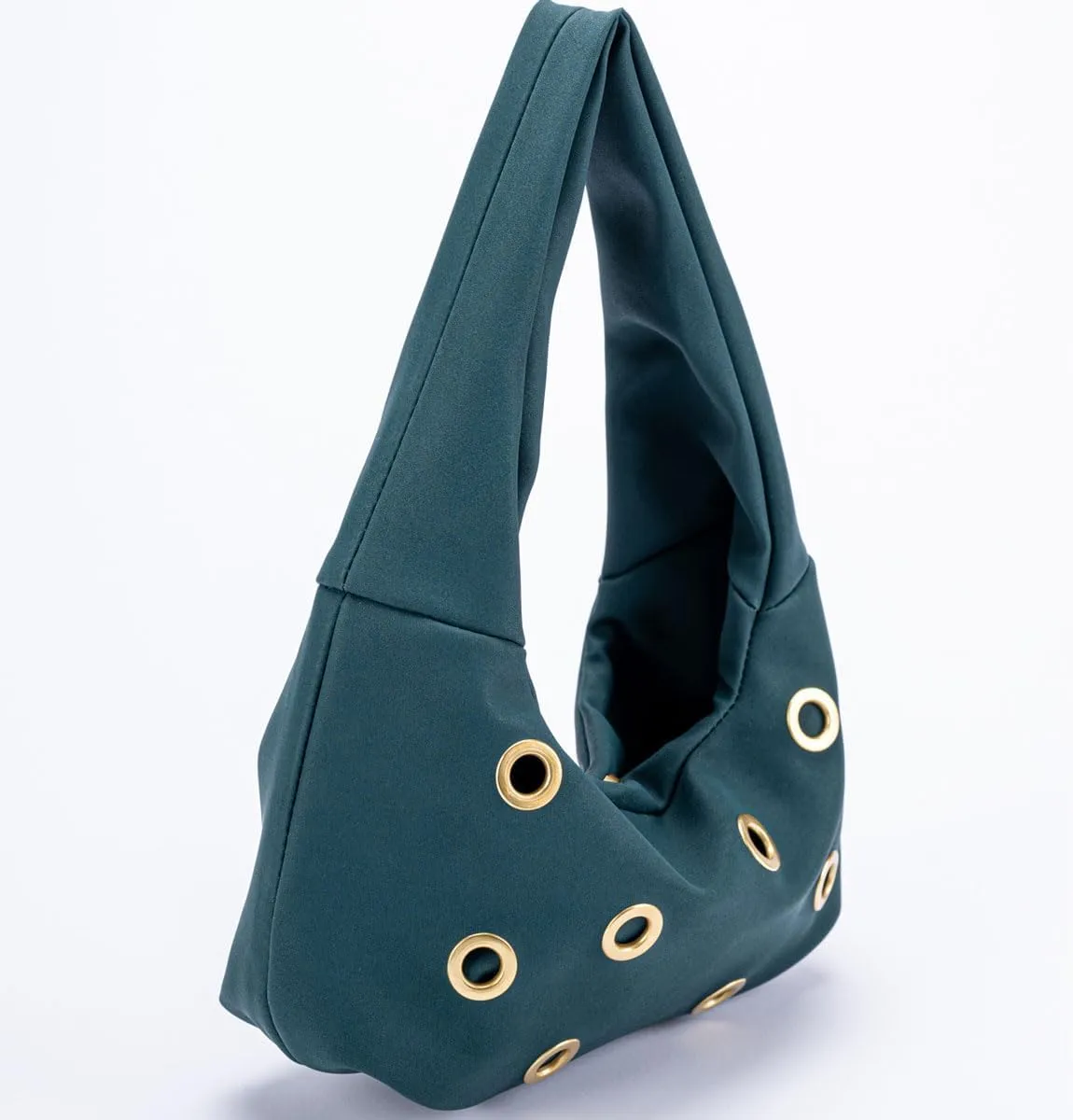 Chic Rivet Studded Suede Crescent Shoulder Bags for Women Small Underarm Handbag Satchels Party Clutch