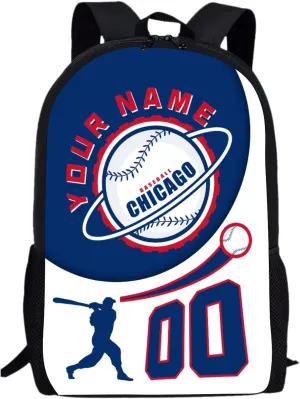 Chicago C Backpack Custom Laptop Bag Travel Bag Personalized Name Number Gifts for Men Women Boy