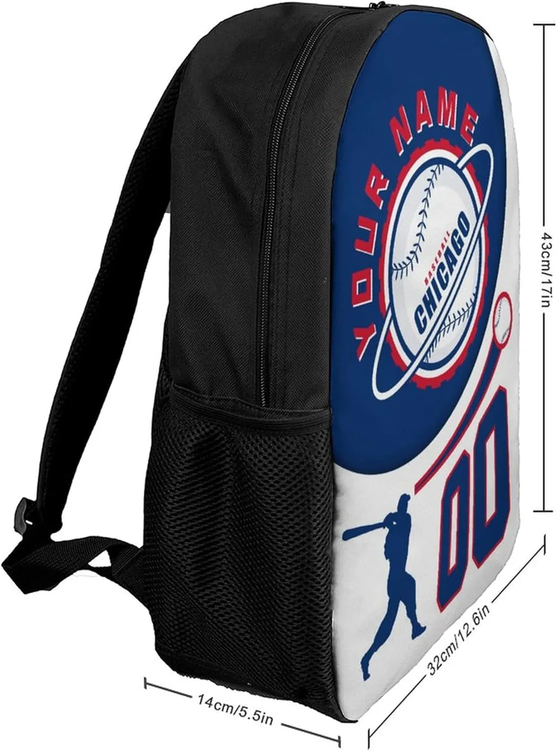 Chicago C Backpack Custom Laptop Bag Travel Bag Personalized Name Number Gifts for Men Women Boy