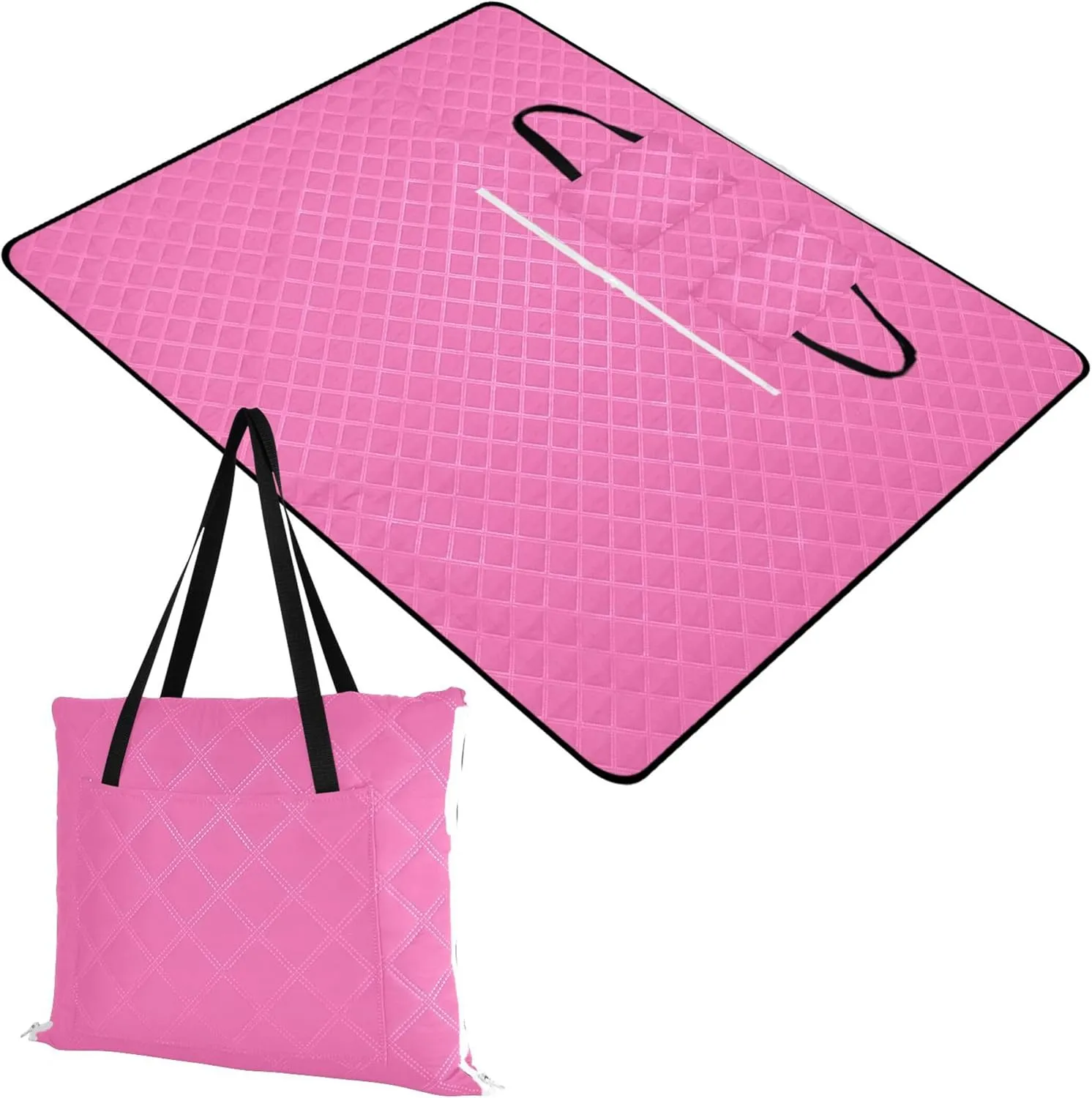 CHIFIGNO Hot Pink Cute Beach Blankets Waterproof Sandproof Print Outdoor Mat for Camping Foldable Picnic Blankets Large 80" x 60"
