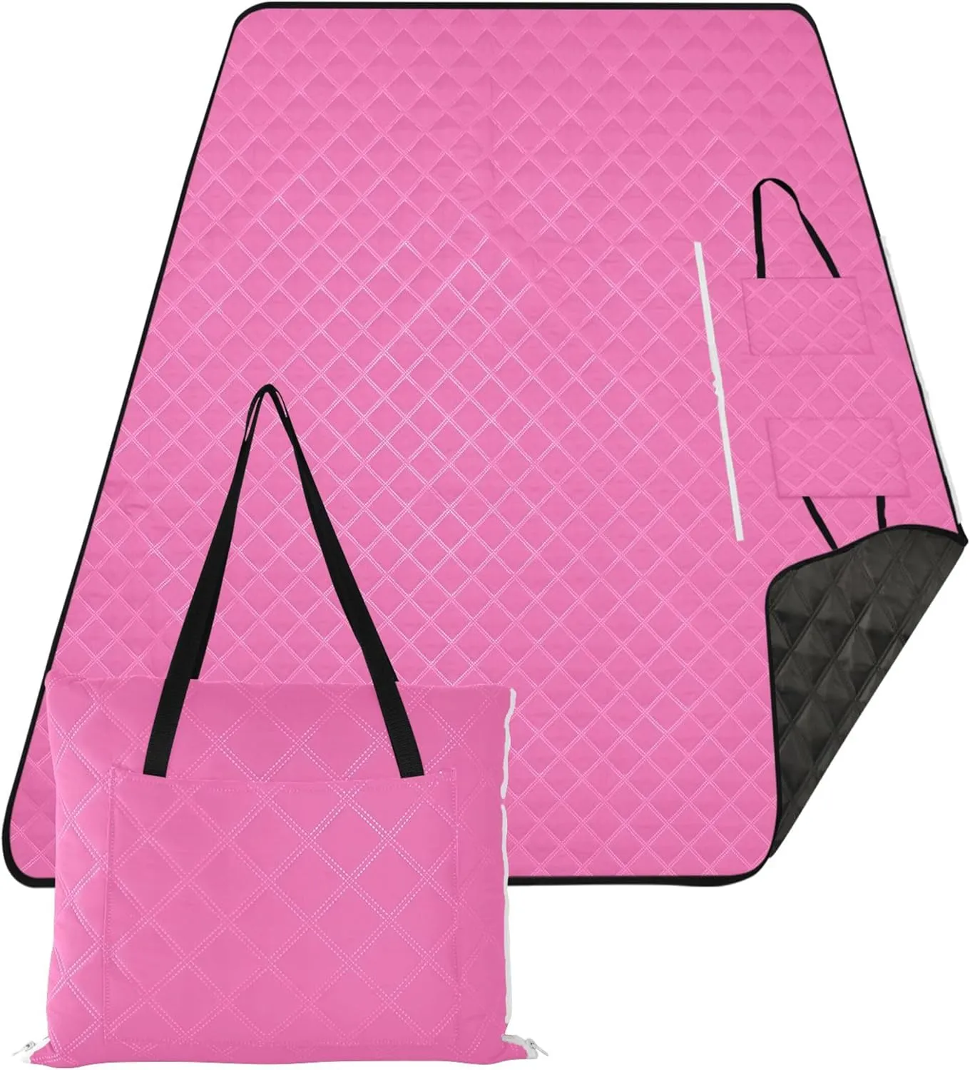 CHIFIGNO Hot Pink Cute Beach Blankets Waterproof Sandproof Print Outdoor Mat for Camping Foldable Picnic Blankets Large 80" x 60"