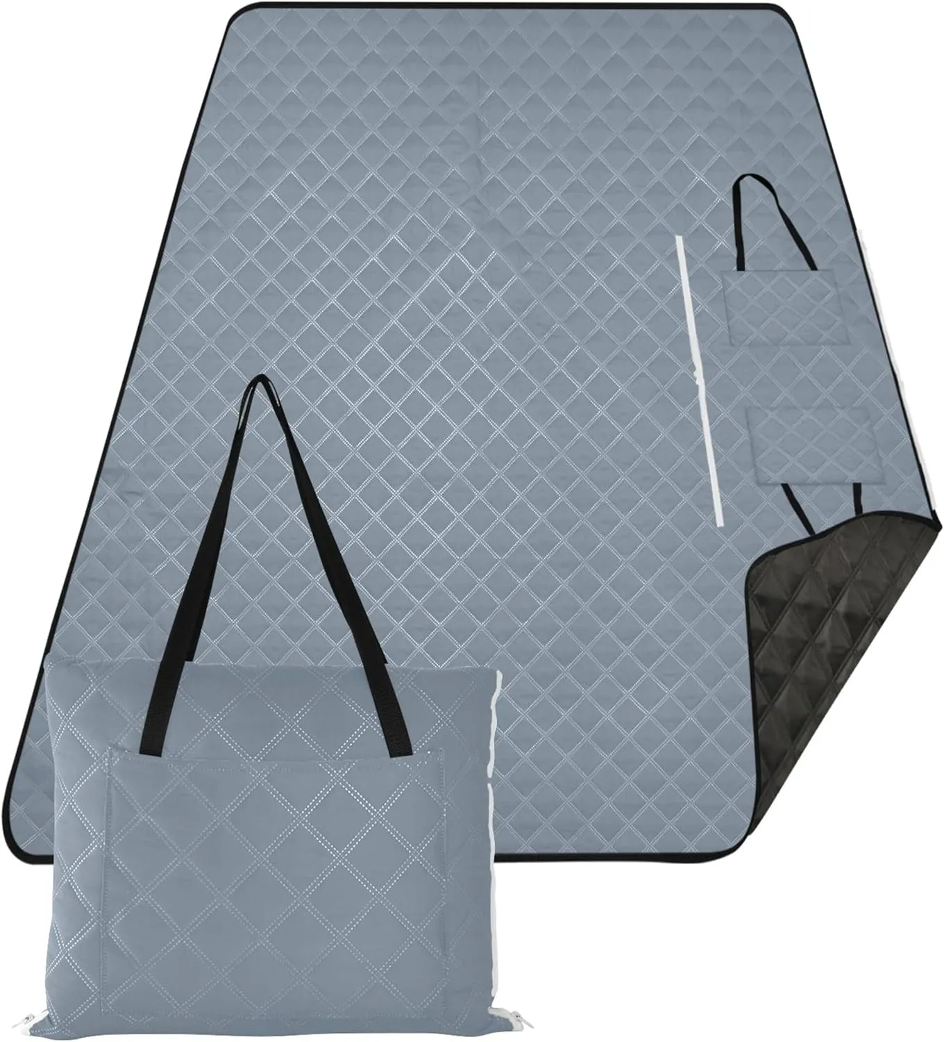 CHIFIGNO Light Slate Gray Beach Blanket Waterproof Sandproof, Floral Tent Rugs for Camping Mat Cute Picnic Essentials Foldable, 80" x 60"