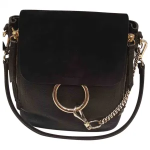 Chloé faye black leather backpacks