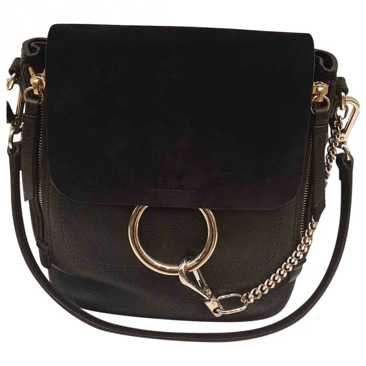 Chloé faye black leather backpacks