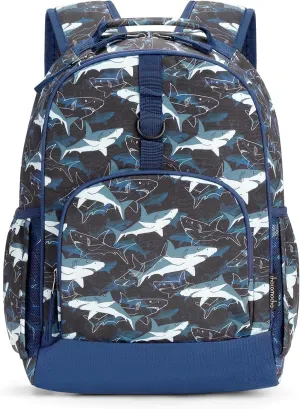 Choco Mocha Dinosaur Shark Backpack for Boys, Kids Backpack for Boys Ages 4-6, Kindergarten Preschool Bookbag Boy 15 inch, Blue