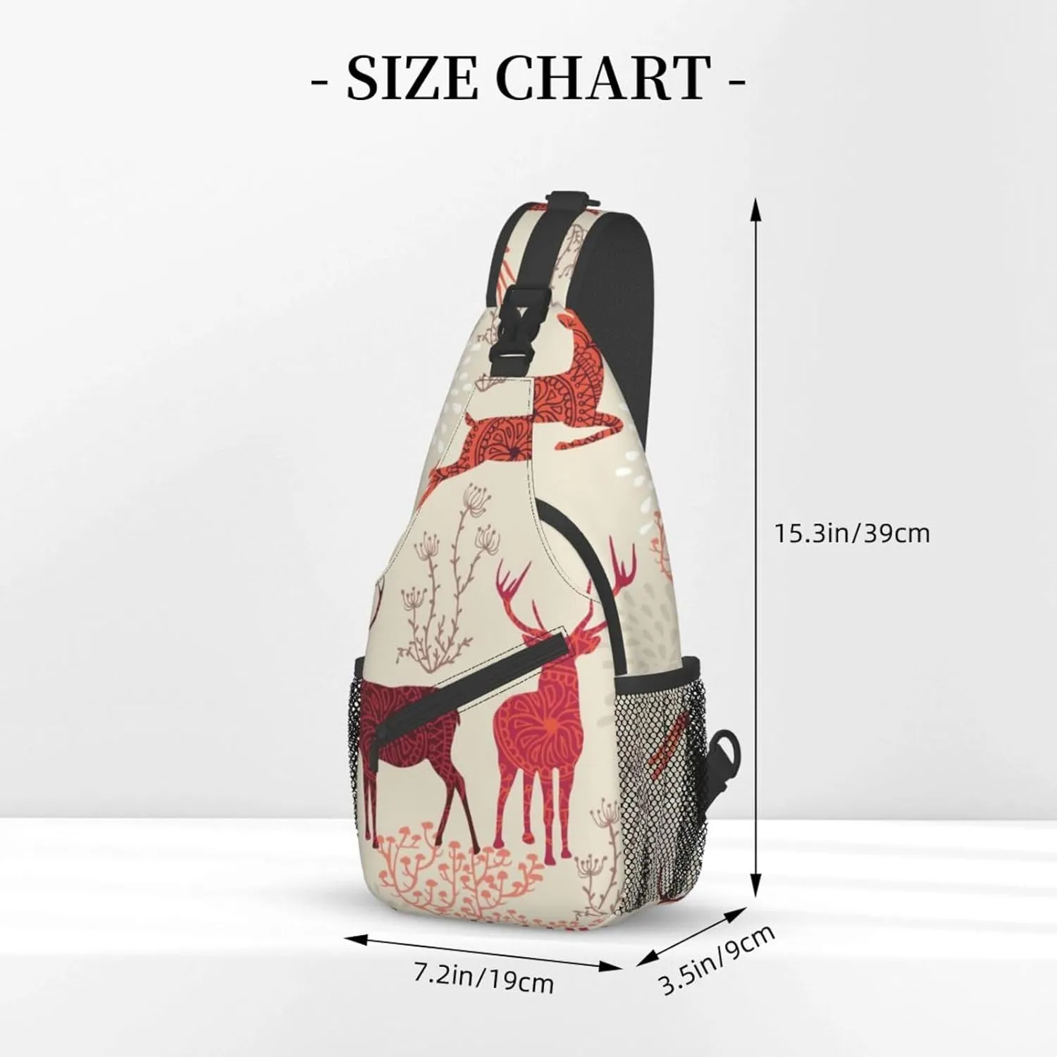Christmas Elk Unisex Casual Diagonal Chest Bag,Multipurpose Crossbody Shoulder Bag Travel Hiking Daypack