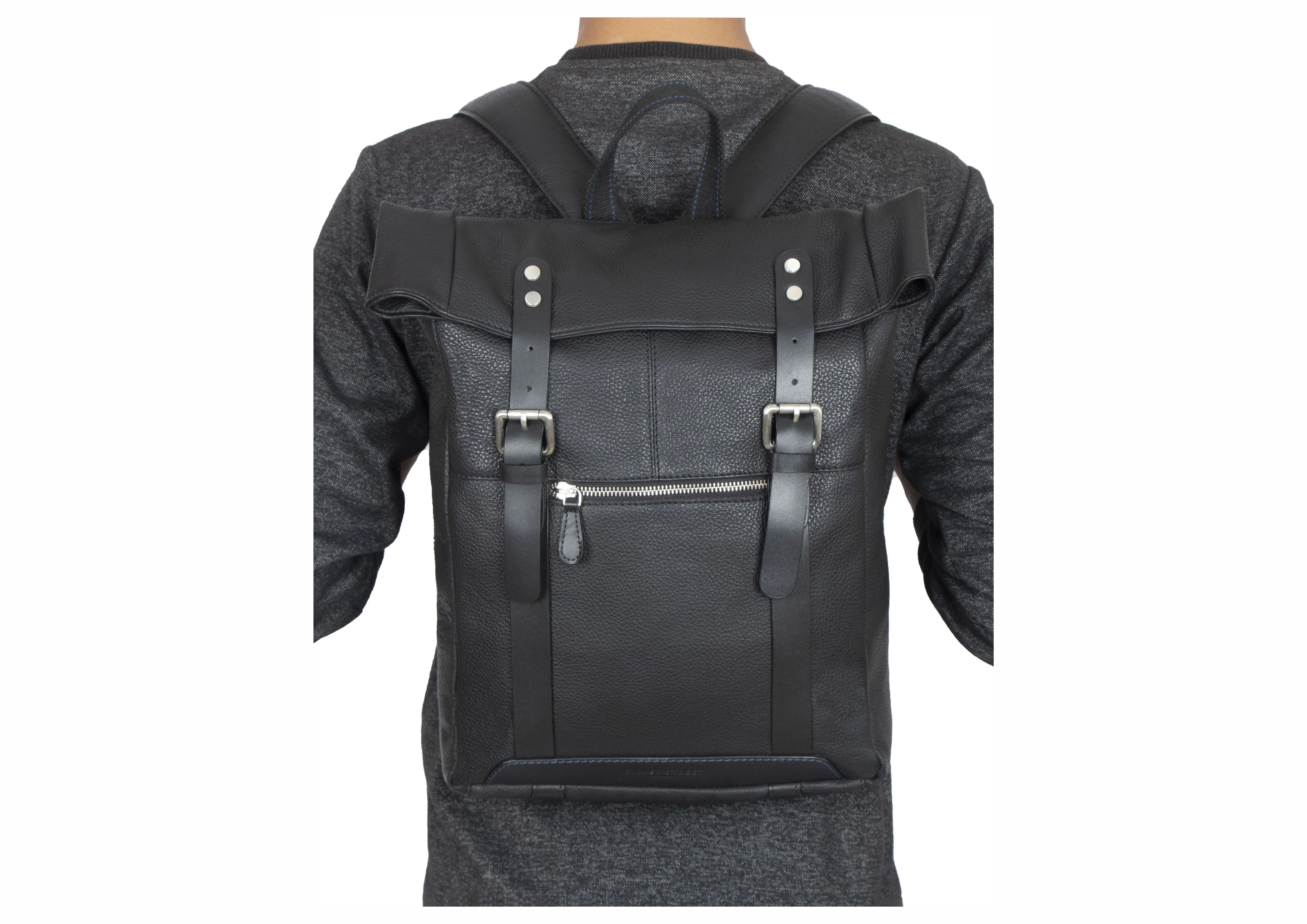 Claude Leather Backpacks - Black
