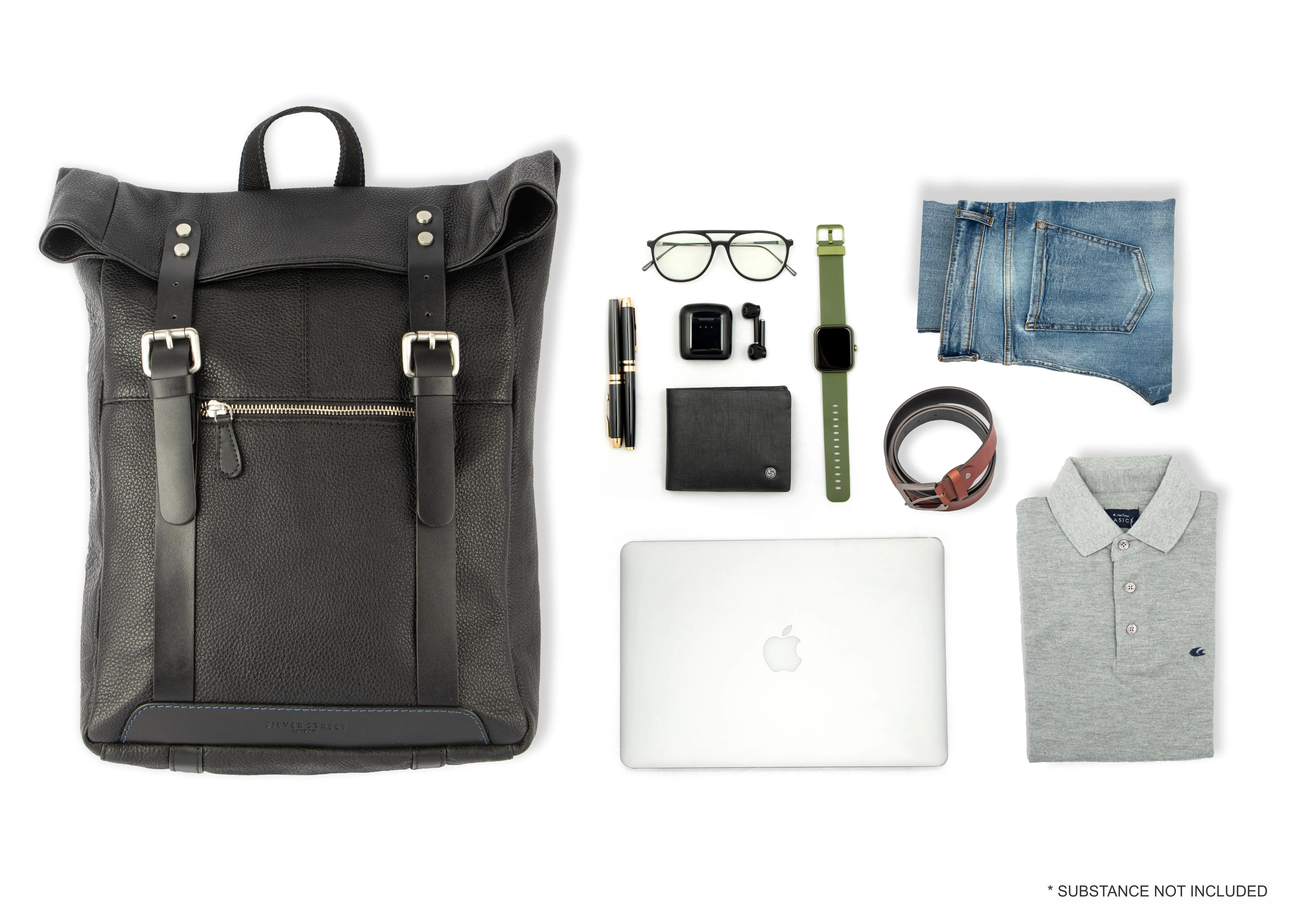 Claude Leather Backpacks - Black