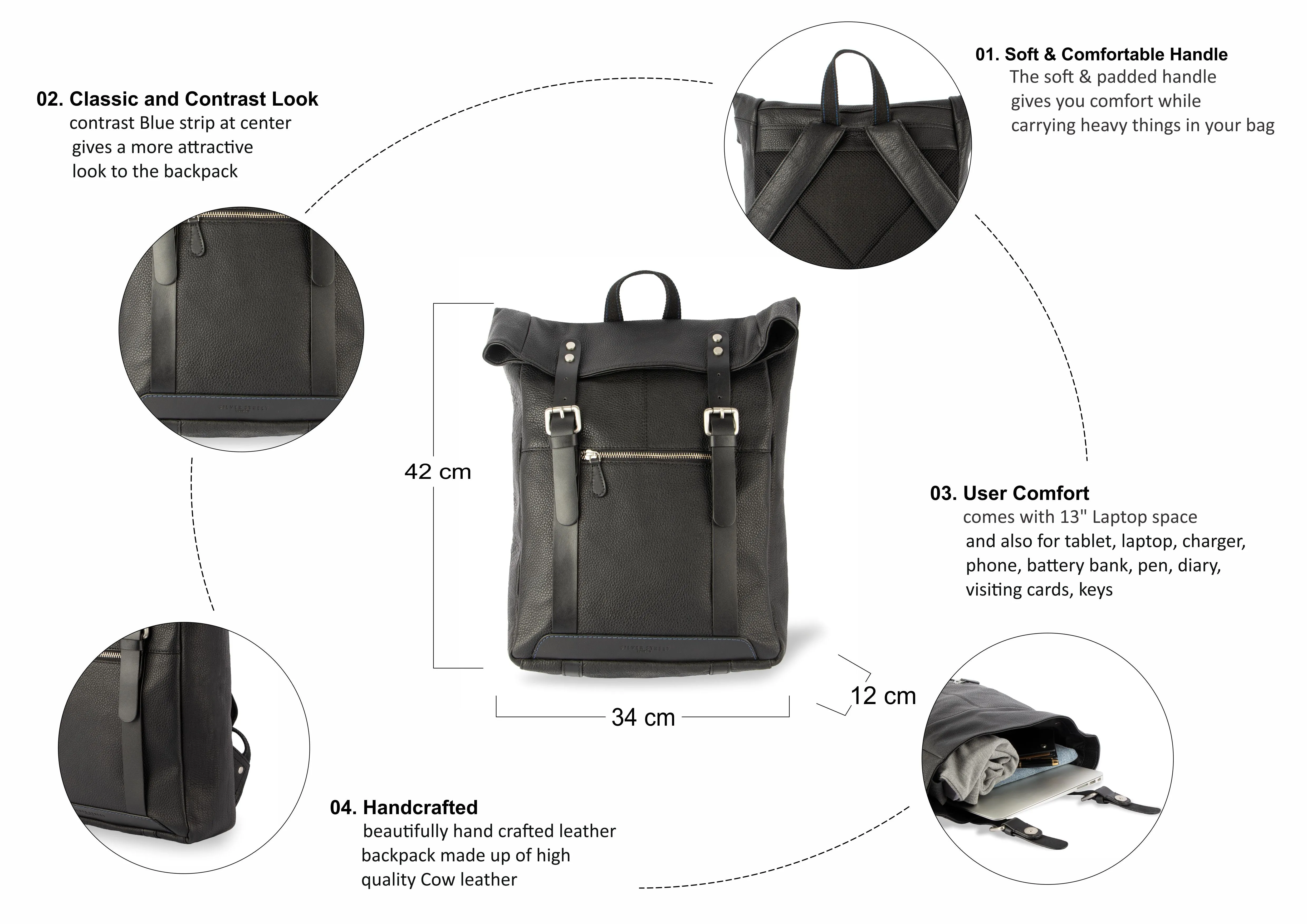 Claude Leather Backpacks - Black