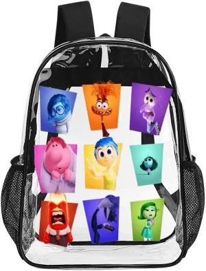 Clear Backpack Heavy Duty PVC Transparent Cartoon Emotion Backpack 17" Large Capacity See Through Bag for Work