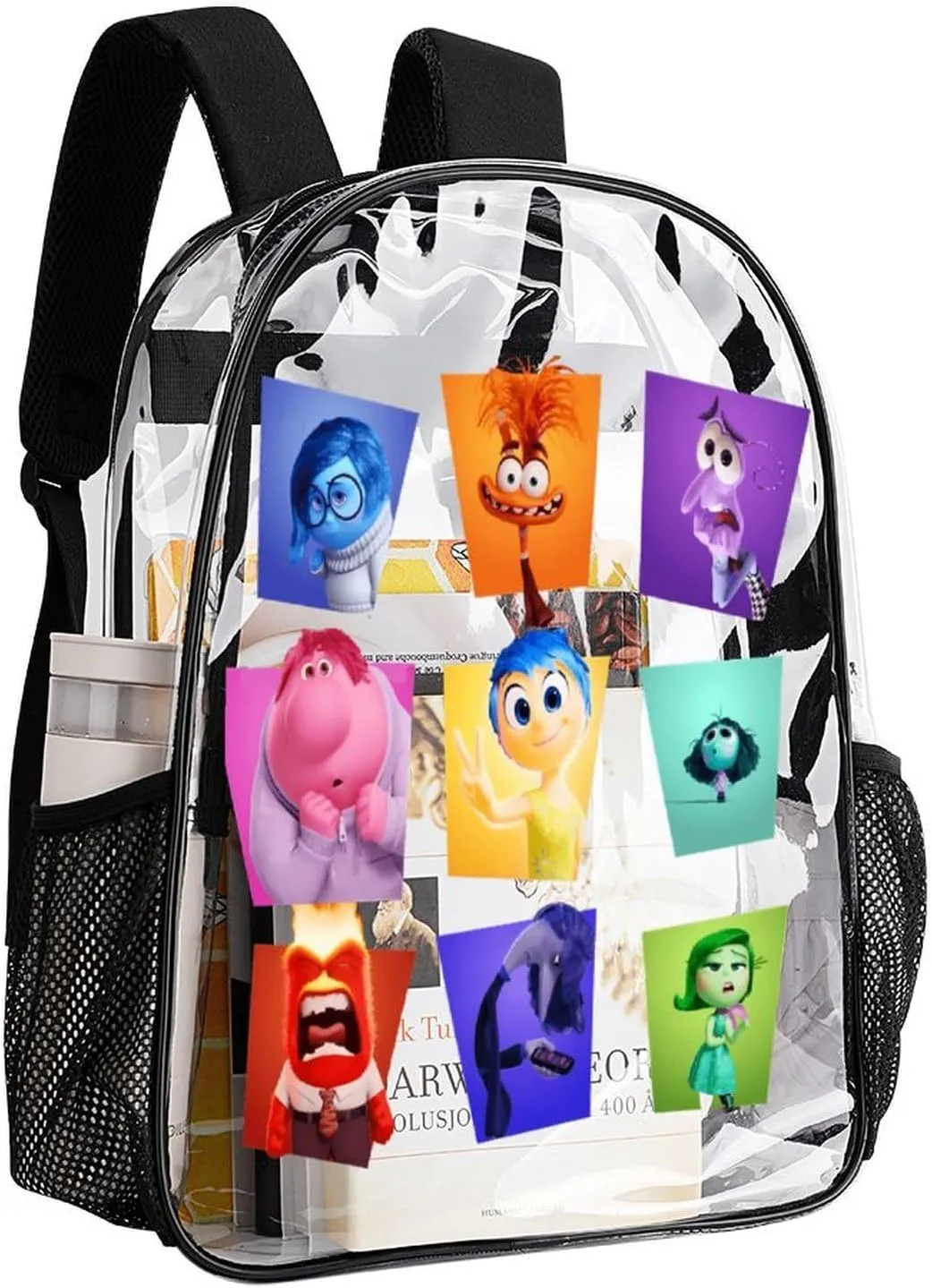 Clear Backpack Heavy Duty PVC Transparent Cartoon Emotion Backpack 17" Large Capacity See Through Bag for Work