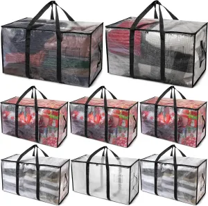 ClearSpace Oversized Moving Bags or Storage Bag – Large Moving Boxes with Backpack Straps, Zippers & Handles – Heavy-Duty Packing Bags for Moving, College Dorm, Christmas Decorations, 8 Pack