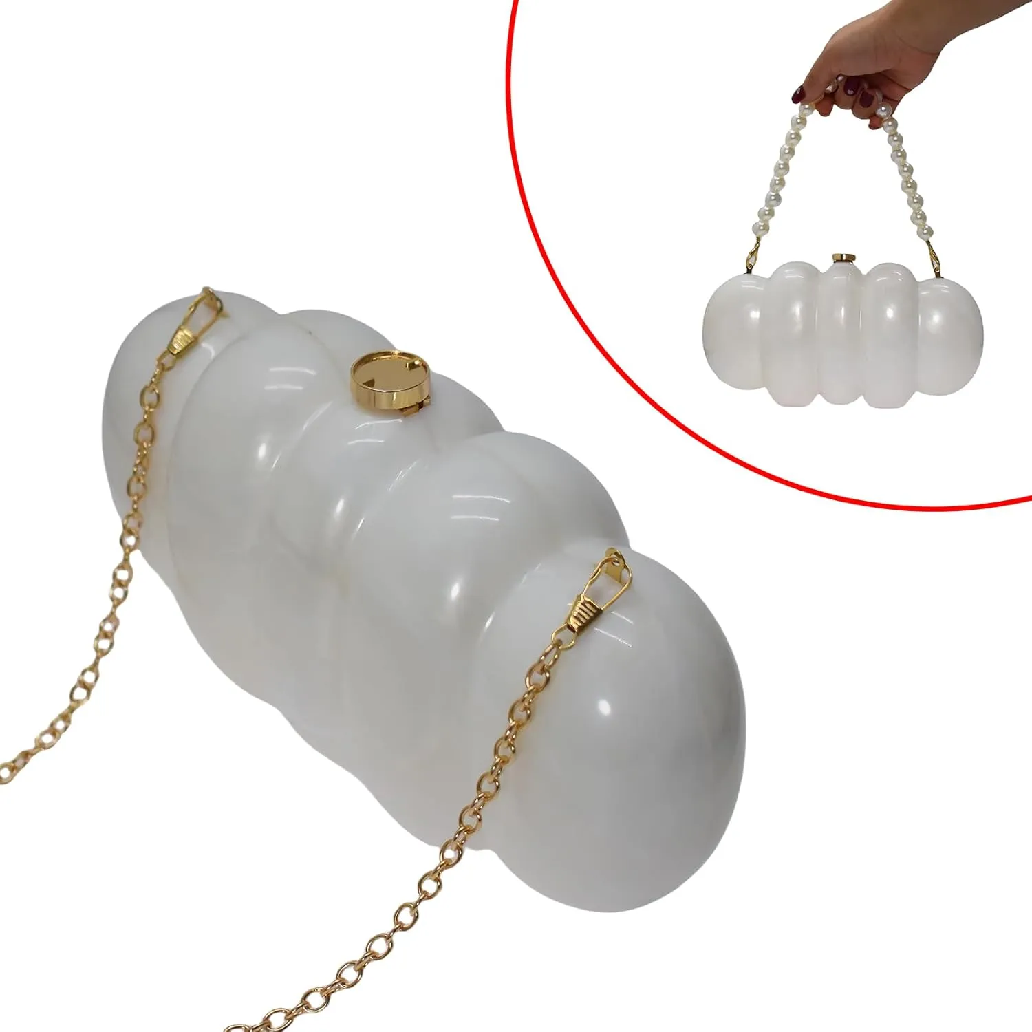 Cloud Acrylic Clutch Purse Marble Acrylic Bag Women Unique Evening Bag Pearl Chain Crossbody Handbag