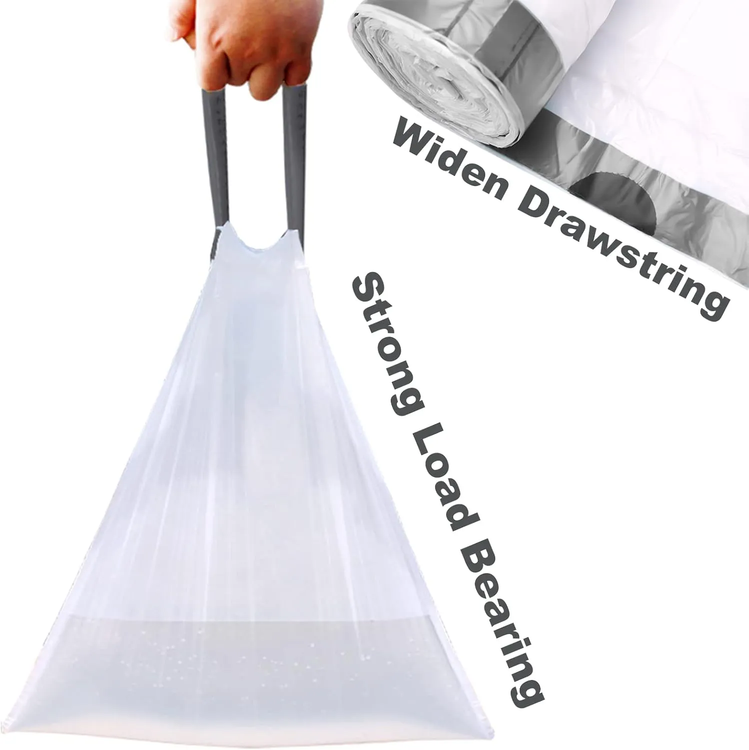 Code K Custom Fit Trash Bags Compatible with Simplehuman Code K | 100 Count | 9-12 Gallon / 35-45 Liter | 1.2 Mil | Heavy Duty White Drawstring Garbage Liners