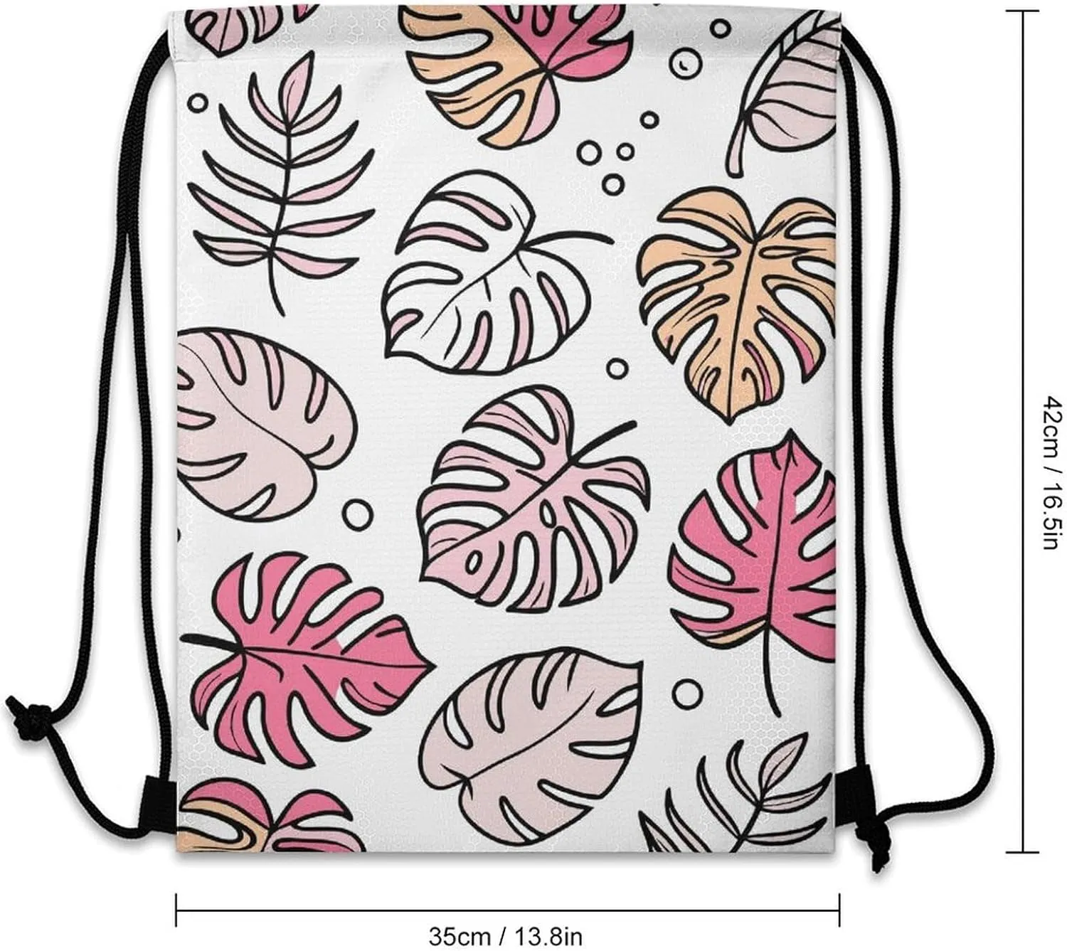 Colorful Leaf Pattern Drawstring Backpack Bag Sports Gym Cinch Pack Bag Small Draw String Bags for Sports Gym 35 * 42cm