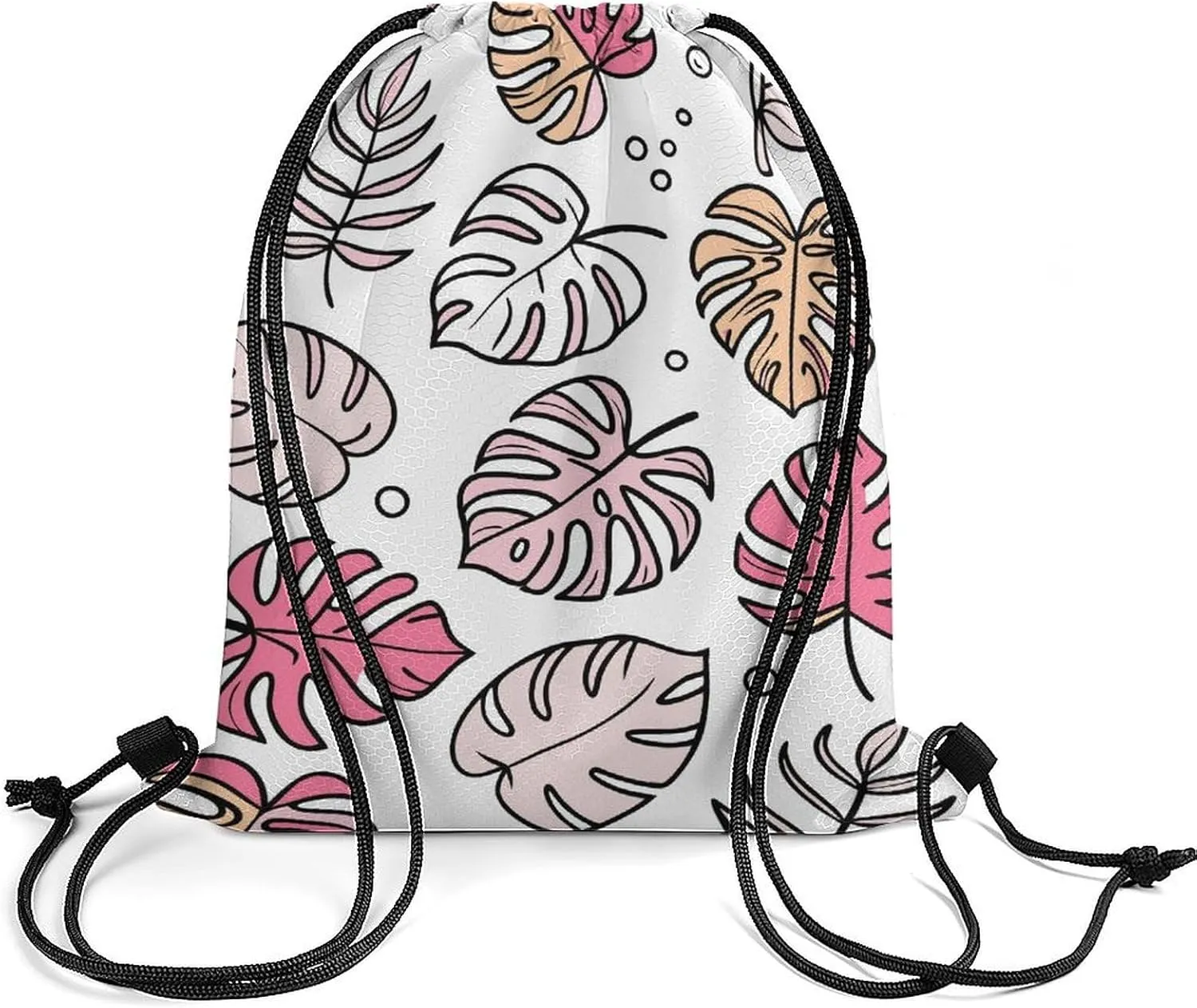 Colorful Leaf Pattern Drawstring Backpack Bag Sports Gym Cinch Pack Bag Small Draw String Bags for Sports Gym 35 * 42cm