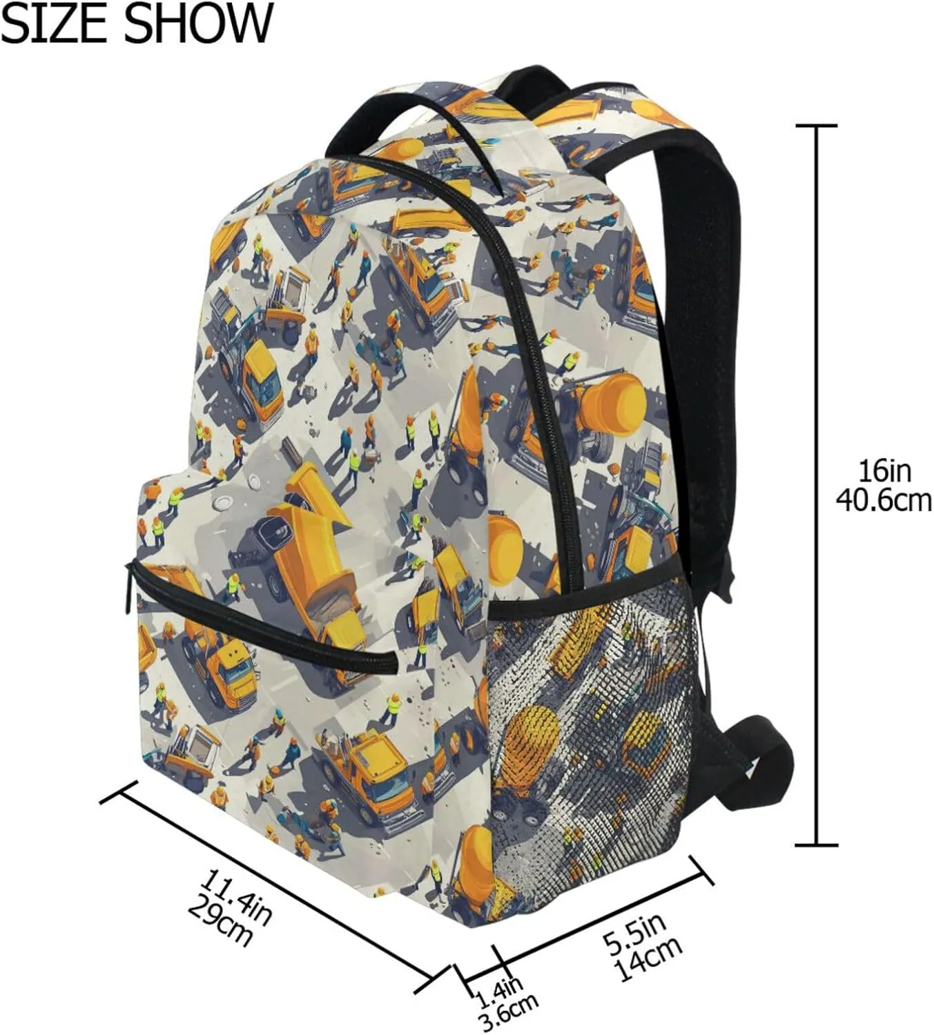 Cool Backpacks for Men and Women Fashion Business Work Bag with Chest Strap Gift Men & Women Construction Scene Highway Construction Bulldozer