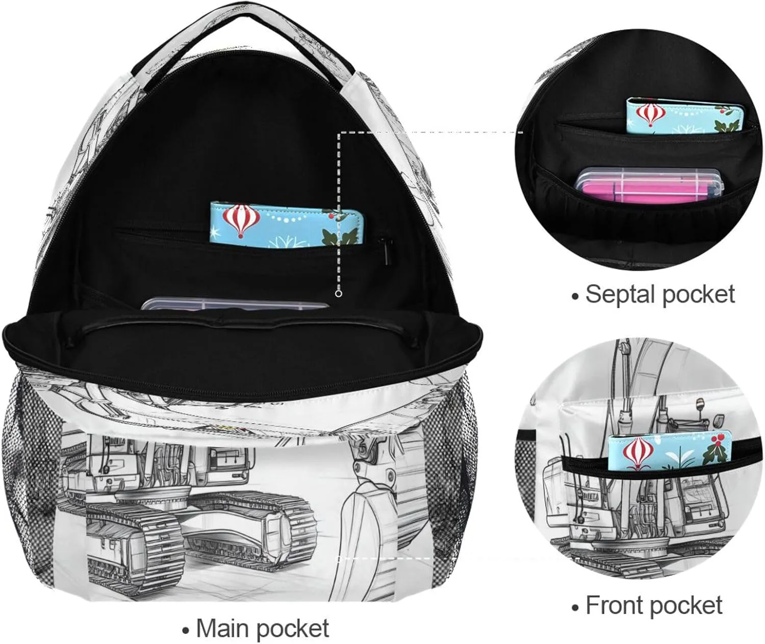 Cool Backpacks for Men and Women Fashion Outdoor Backpack with Chest Strap for Business Work College Travel Trip Excavator