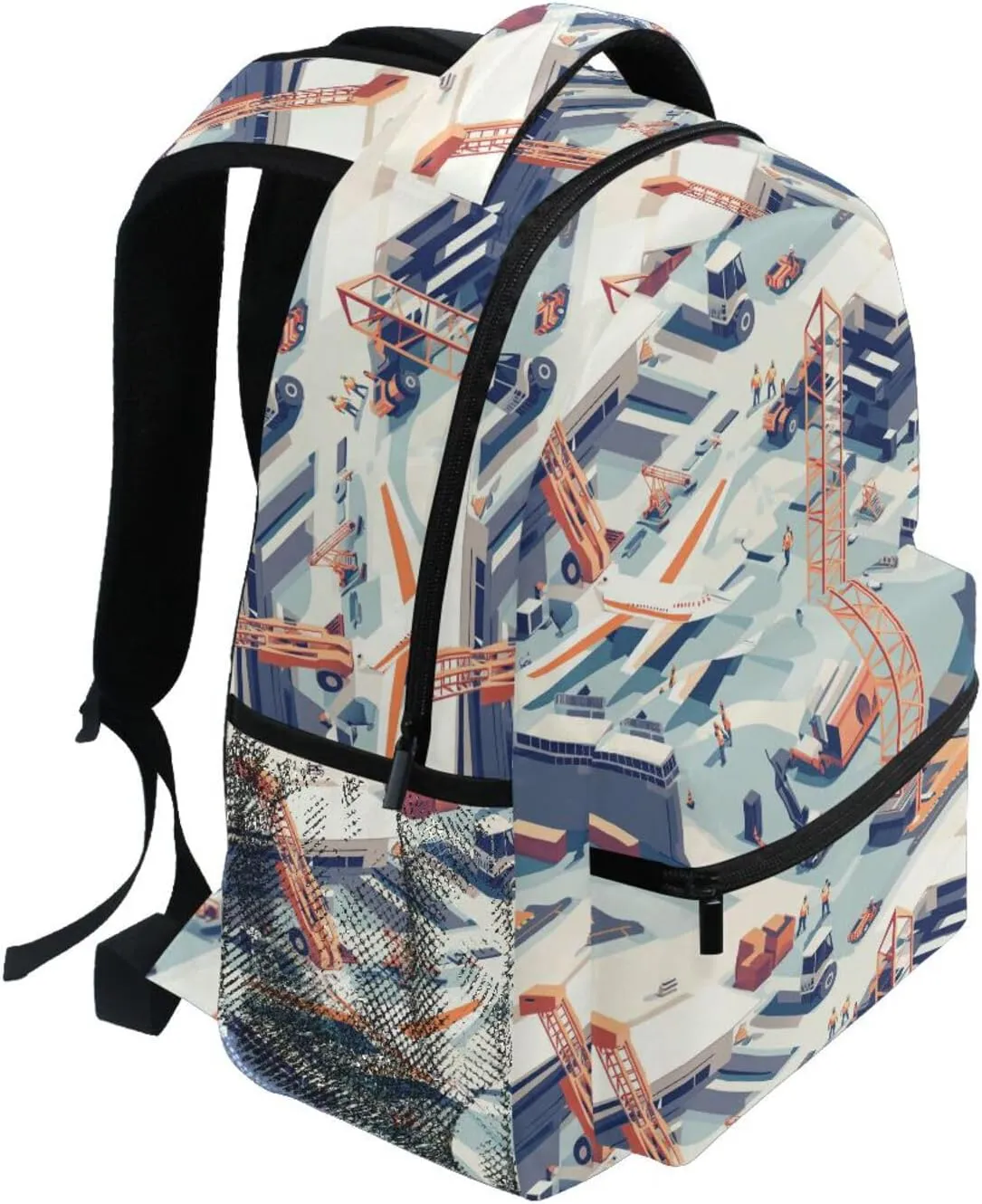 Cool Backpacks for Teenager Waterproof Laptop Bookbag with Chest Strap for Business Work College Travel Trip Construction Scene Dump Truck Grader