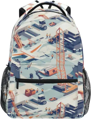 Cool Backpacks for Teenager Waterproof Laptop Bookbag with Chest Strap for Business Work College Travel Trip Construction Scene Dump Truck Grader
