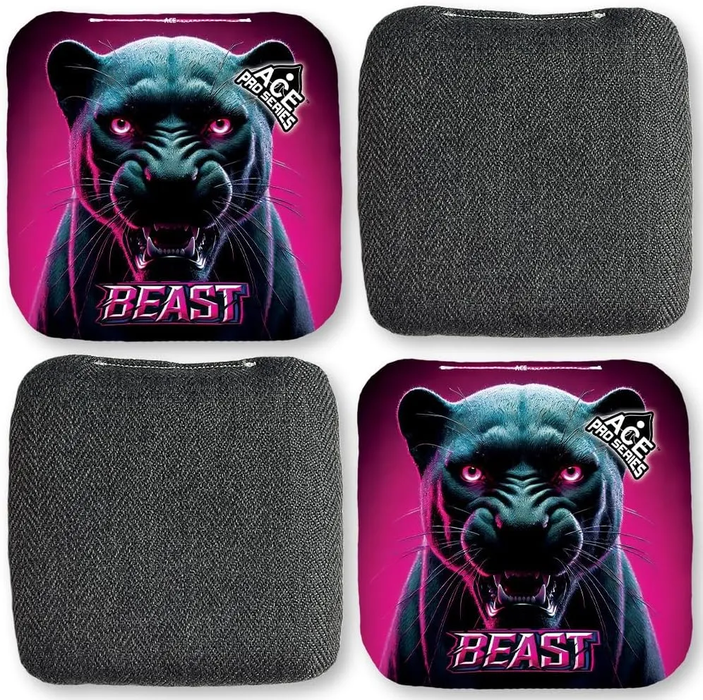 CornholeAce PRO Beast Carpet Cornhole Bags (Set of 4) | Herringbone Fabric, Waterproof, Plastic Resin Filled, Dual Sided, Professional, Regulation Size, 6x6, 16oz, Made in USA
