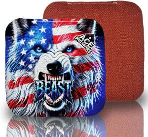 CornholeAce PRO Beast Carpet Cornhole Bags (Set of 4) | Herringbone Fabric, Waterproof, Plastic Resin Filled, Dual Sided, Professional, Regulation Size, 6x6, 16oz, Made in USA