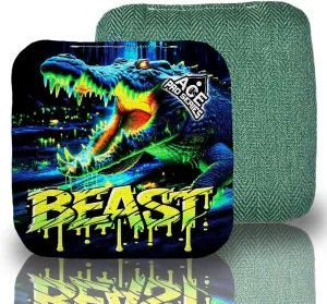 CornholeAce PRO Beast Carpet Cornhole Bags (Set of 4) | Herringbone Fabric, Waterproof, Plastic Resin Filled, Dual Sided, Professional, Regulation Size, 6x6, 16oz, Made in USA