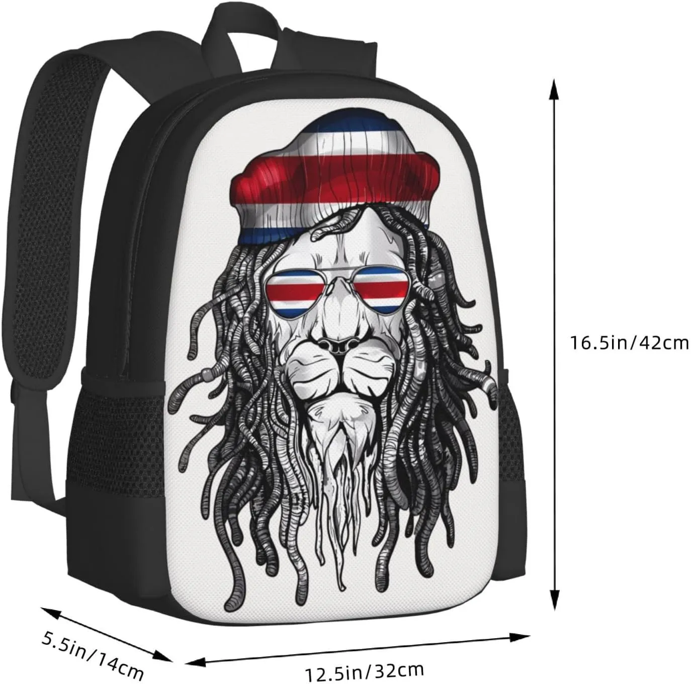 Costa Rica Flag Lion Casual Backpack Large Capacity Backpacks 15 Inch Laptop Back Pack Travel Rucksack Daypack Commuter Bags with Adjustable Strap for Camping