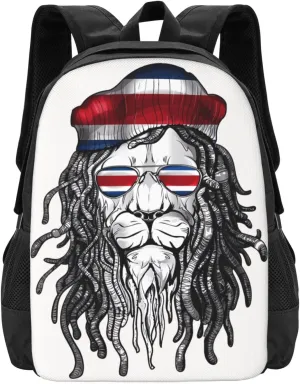 Costa Rica Flag Lion Casual Backpack Large Capacity Backpacks 15 Inch Laptop Back Pack Travel Rucksack Daypack Commuter Bags with Adjustable Strap for Camping