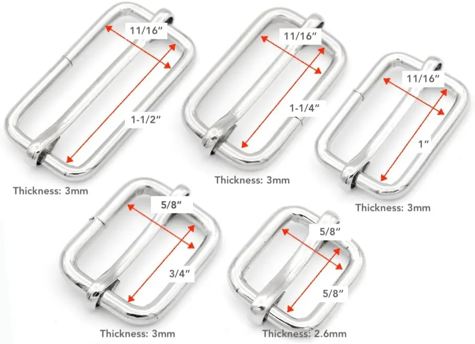 CRAFTMEMORE Triglide Slide Belt Keeper 5/8" 3/4" 1" Movable Bar Slider Strap Adjuster Rectangle Strap Keeper Purse Making
