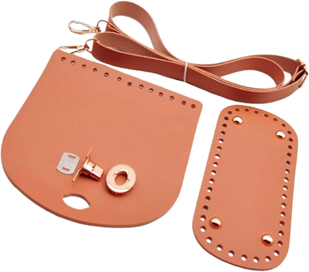 Crochet Bag Bottom Base PU Leather DIY Bag Set for Tote Handbag Crossbody Bag, Brown
