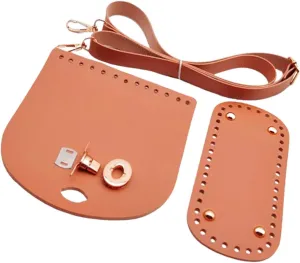 Crochet Bag Bottom Base PU Leather DIY Bag Set for Tote Handbag Crossbody Bag, Brown