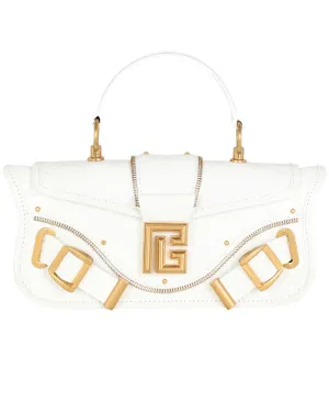 Crocodile Embossed Blaze Clutch in Blanc