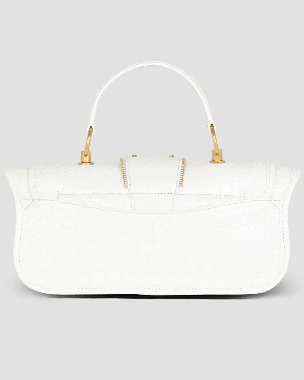 Crocodile Embossed Blaze Clutch in Blanc