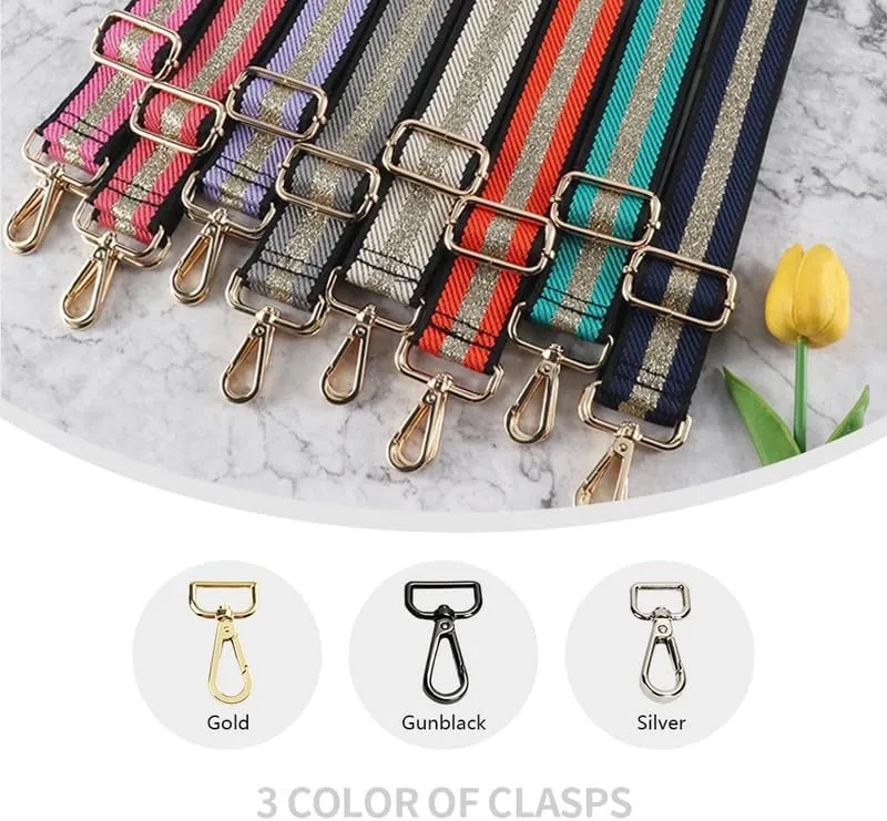 Crossbody Bag Strap for Shoulder Handbags Sling Bag Belt Stripes Luggage Straps Purse Straps Replacement Silver Clasp A1