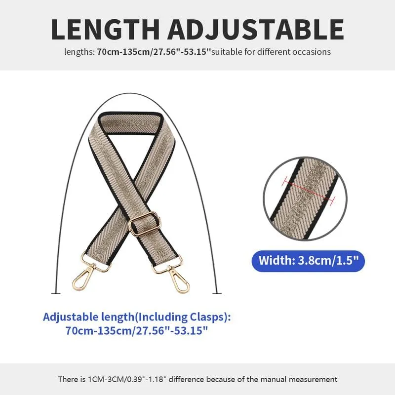 Crossbody Bag Strap for Shoulder Handbags Sling Bag Belt Stripes Luggage Straps Purse Straps Replacement Silver Clasp A1