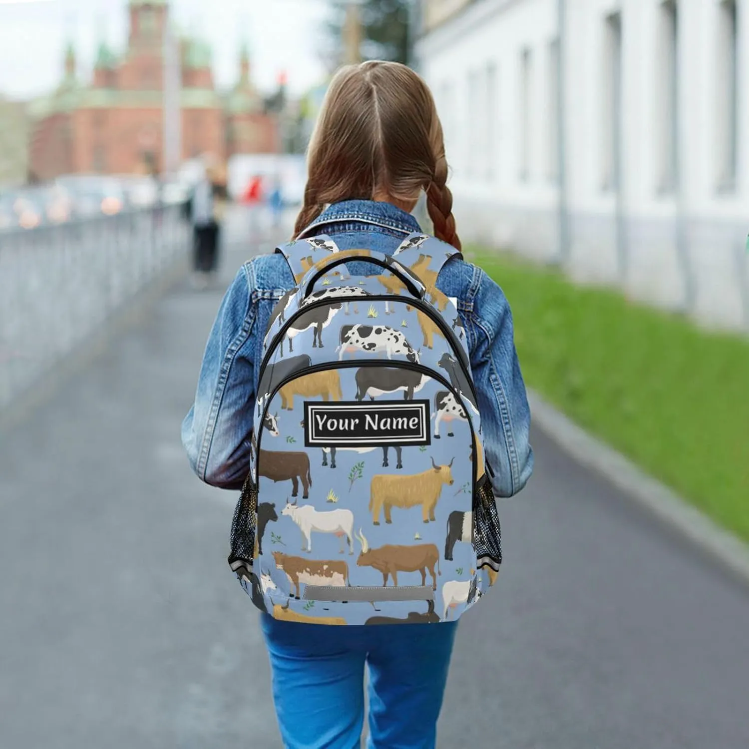 Custom Backpack for Men Women Bulls and Cows Farm Animal Personalized Name Kids Backpack for Girls Boys Customized Travel Laptop Bag Casual Backpacks