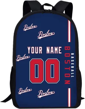 Custom Boston Backpack Laptop Bag Bookbag Travel Bag Personalized Name Number Fans Gifts for Men Women