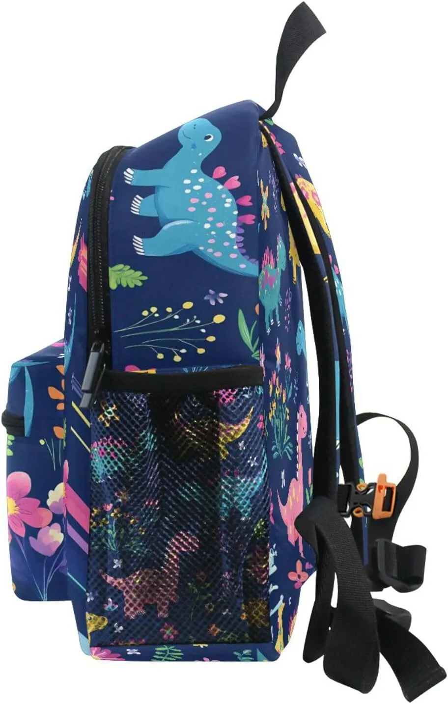 Custom Colored Dinosaur Flower Kids Backpack for Girls Boys, Childish Dino Toddler Casual Daypack Backpacks, Personalized with Kid's Name Preschool School Bag, Children Travel Bookbag with Chest Strap