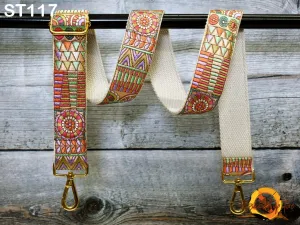 Custom Embroidery Canvas Bag Strap Purse Strap Messenger Crossbody Strap for Handbag Embroidered Replacement Strap Boho Guitar Strap Gift