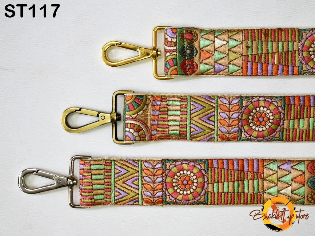 Custom Embroidery Canvas Bag Strap Purse Strap Messenger Crossbody Strap for Handbag Embroidered Replacement Strap Boho Guitar Strap Gift