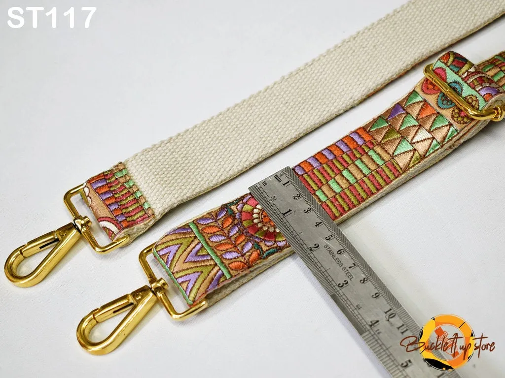 Custom Embroidery Canvas Bag Strap Purse Strap Messenger Crossbody Strap for Handbag Embroidered Replacement Strap Boho Guitar Strap Gift